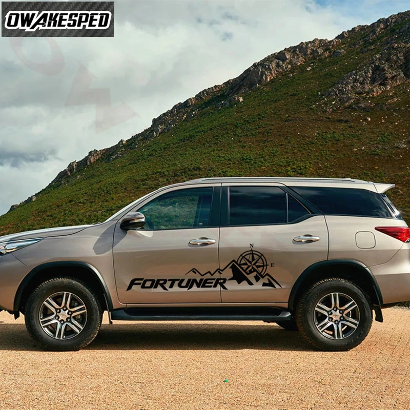 1Set Car Styling Mountain Compass Graphics Sticker Auto Body Door Side Vinyl Decal Accessories For Toyota-Fortuner (3)