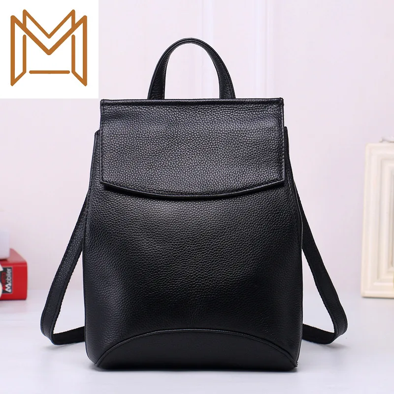 

2019 Genuine Leather Both Shoulders Package Concise Tide Layer Cowhide Travel Backpack