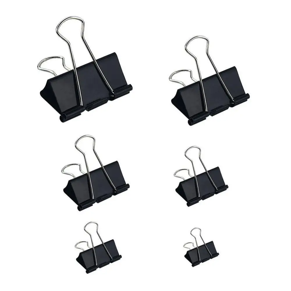 

120Pcs Metal Binder Clips File Paper Clip Photo Stationary Office Supplies Black Metal Binder Clips File Paper Clip Photo