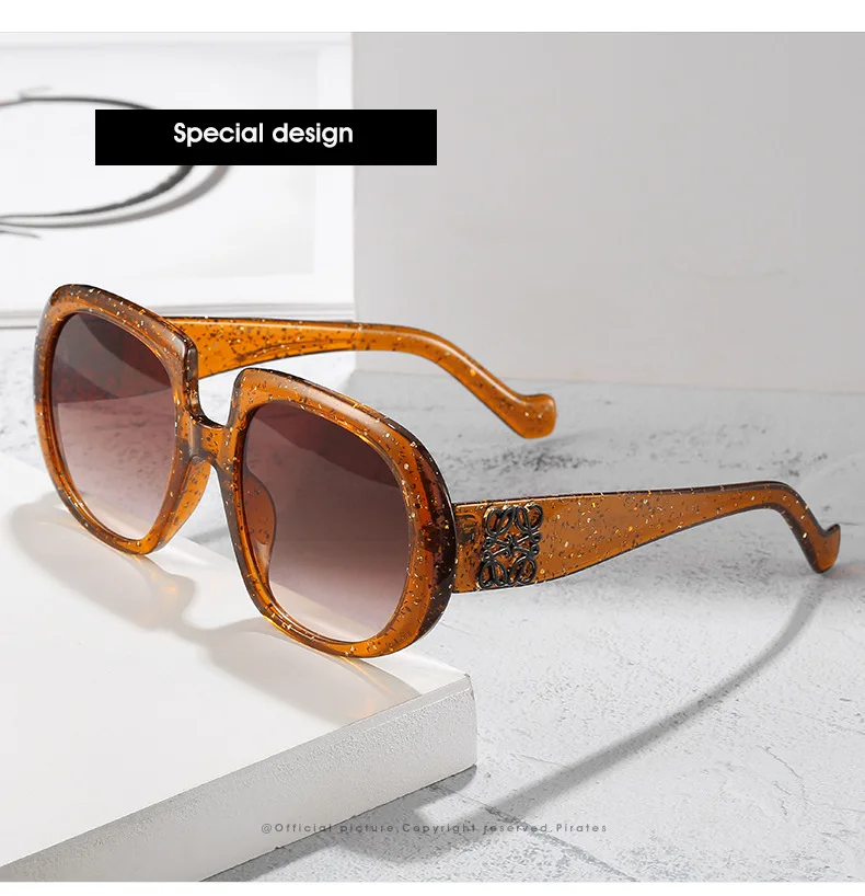 Fashion Luxury Brand Design Square Sunglasses Women Vintage Metal Flower Sequin Frame Gradient Sun Glasses For Female UV400