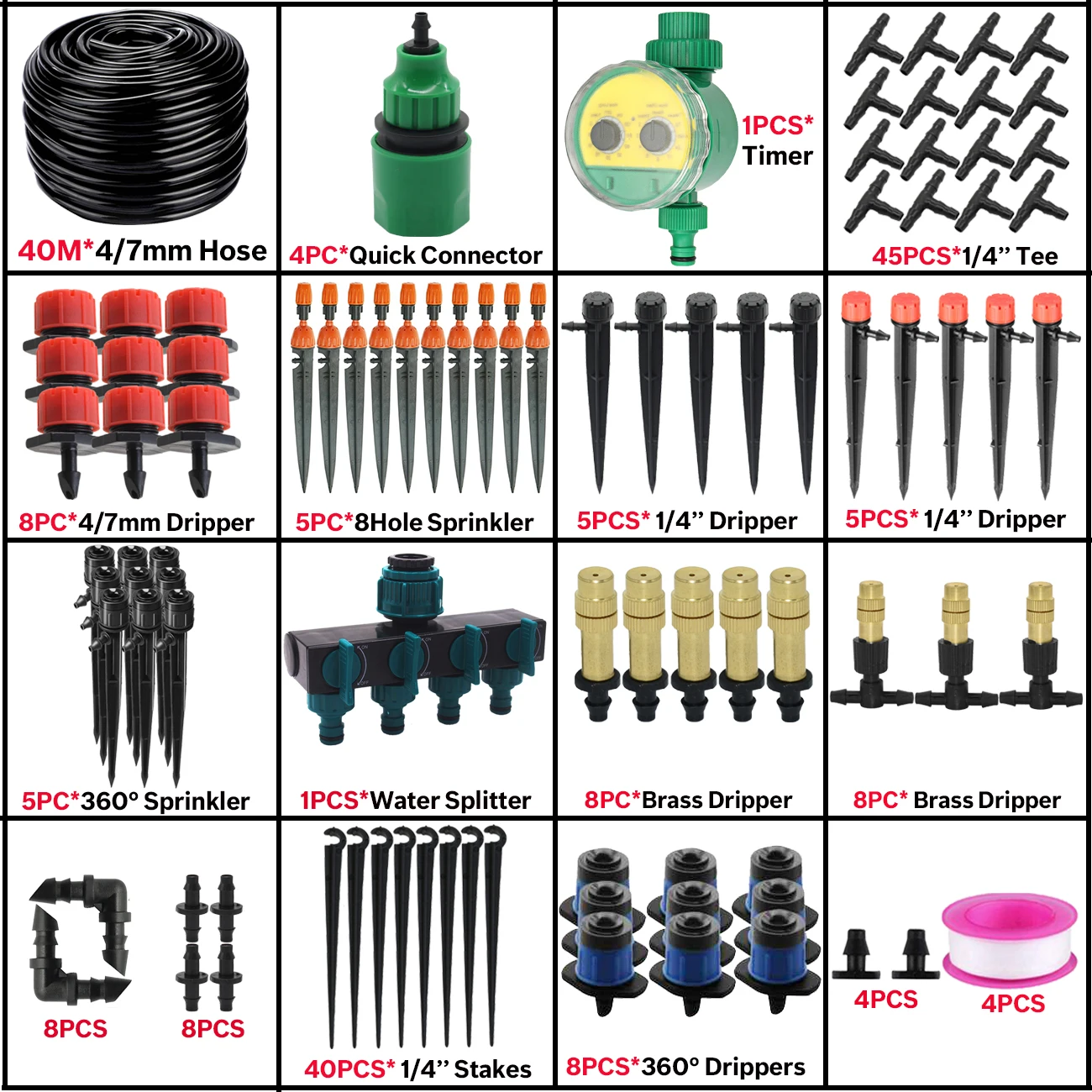 50 м садовая автоматическая система полива с таймером, контроль капельного орошения, капельница для воды, распылитель, распылитель, наборы для полива
