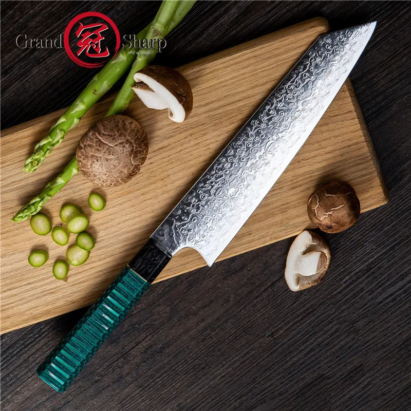 Grandsharp 8,2 дюймов дамасский поварской нож VG10 японский дамасский стальной нож для нарезки кухонная утварь Kiritsuke кухонные ножи Премиум