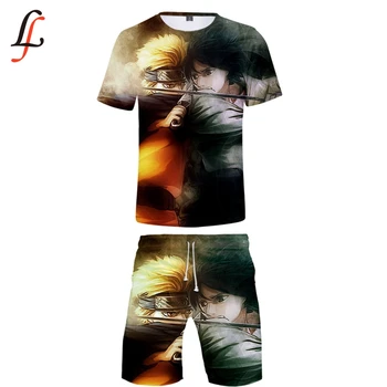 

2019 New 3D Print Naruto Casual Cool Man Two-piece set Summer Popular Hip Hop Fashion Shirt+Short Pants Set XXS-4XL