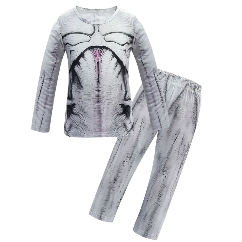Stranger Things 3 Man-Eater Flower Demogorgon Costume Halloween Cosplay Kids T-Shirt with Long Sleeves and Pant Accessories Suit image 2