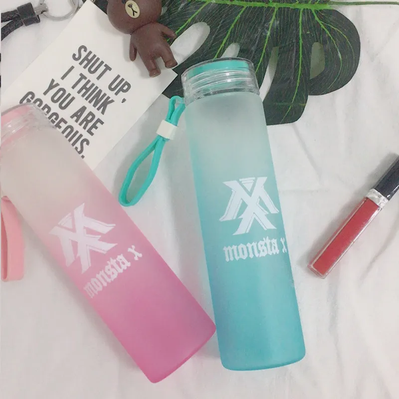 KPOP MONSTA X стакан для воды блеск навсегда градиент стеклянная бутылка Shownu матовый напиток
