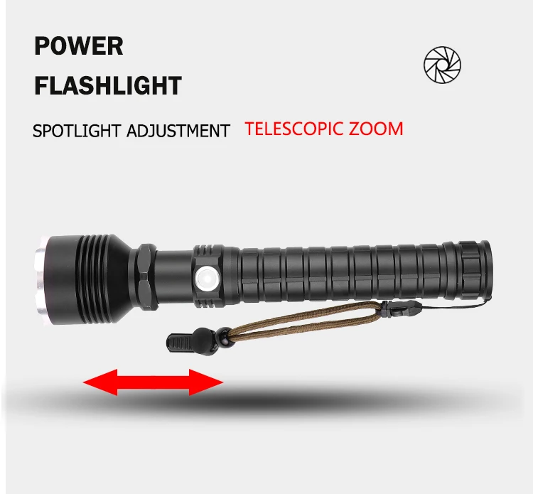 EZK20 дропшиппинг светодиодный фонарик P50/P70 Zoom Handhold фонари 18650/26650 батарея напоминание для внутреннего/наружного использования