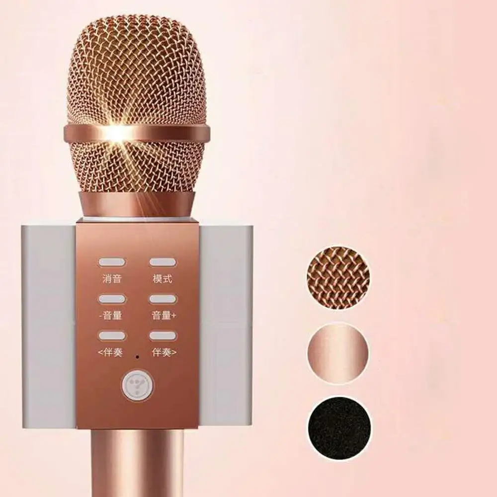 Беспроводной караоке MicrophoneLouder объем больше бас 3-в-1 Портативный ручной двойной Динамик Mic машины - Цвет: Розовый
