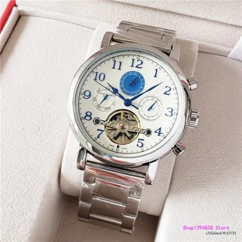 

Patek- Philippe- New Automatic Mechanical Men Watch Silver Blue Stainless Steel Transparent Sapphire Glass AAA Glide Watches 187