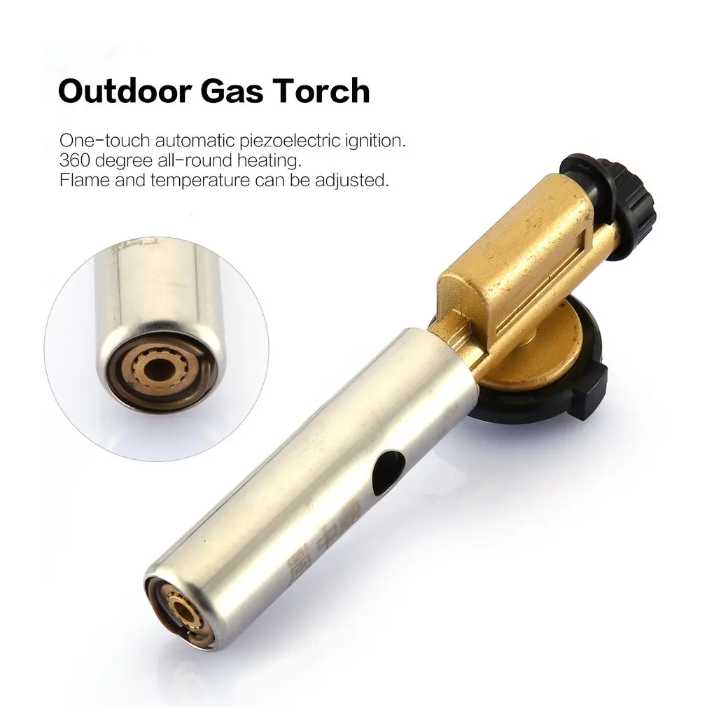 Camping Flame Gun Butane Gas Burners Gun Maker Torch Lighter Piezo Ignition Flamethrower Gas Torch For Outdoor BBQ Picnic