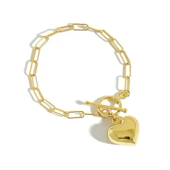 

Fashion Elegant Link Chain Hip-hop Gold Plated Heart Earrings Button Necklace Bracelet women dubai African Jewelry Set Gift