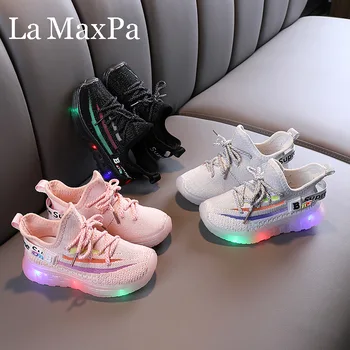 

Size 21-30 Children Glowing Sneakers Kid Princess Shoes for Girls LED Shoes Baby Sneakers with Light Shoes Krasovki Luminous