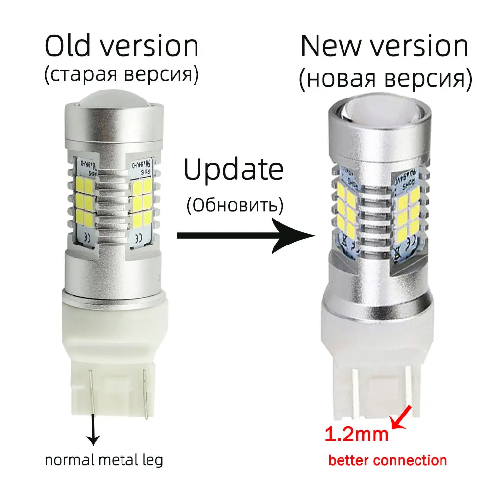 VANSSI 2 шт. светодиодный 20 W21/5 Вт 7443 Светодиодная лампа для LADA Vesta Granta Kalina передние DRL