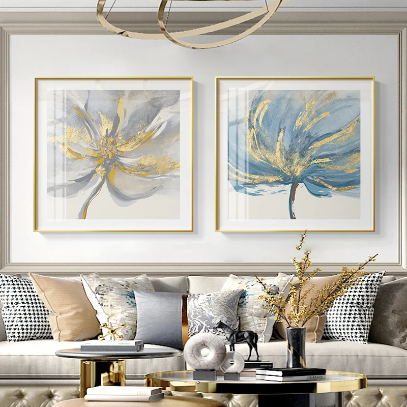 

Scandinavian Flower Golden Canvas Art Abstract Painting Print Decoration Picture for Living Room Nordic Home Decor Wall Poster
