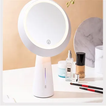 

HD Makeup Mirror with Led Light Round Desktop Makeup Mirror Table Promise Dimming Lamp Mirror 90 ° Flip Touch Screen Mirrors