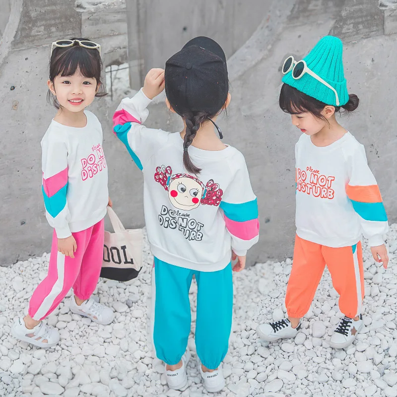 

Autumn In Children Suit 2019 Woman Baby Child Suit Woman Baby Spelling Sleeve English Autumn Twinset
