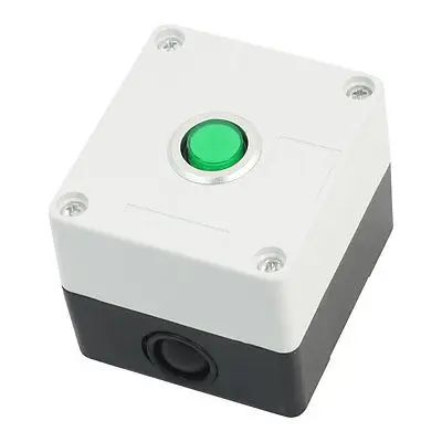 

AC 220V 5A Green Light SPDT 5-Pin Self-Locking Push Button Station Switch Box