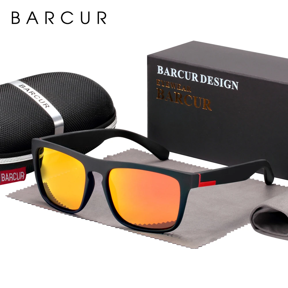 Black Orange BARCUR, новинка, поляризационные солнцезащитные очки для мужчин, для вождения, солнцезащитные очки для мужчин, Oculos de sol - Цвет линз: Black Orange