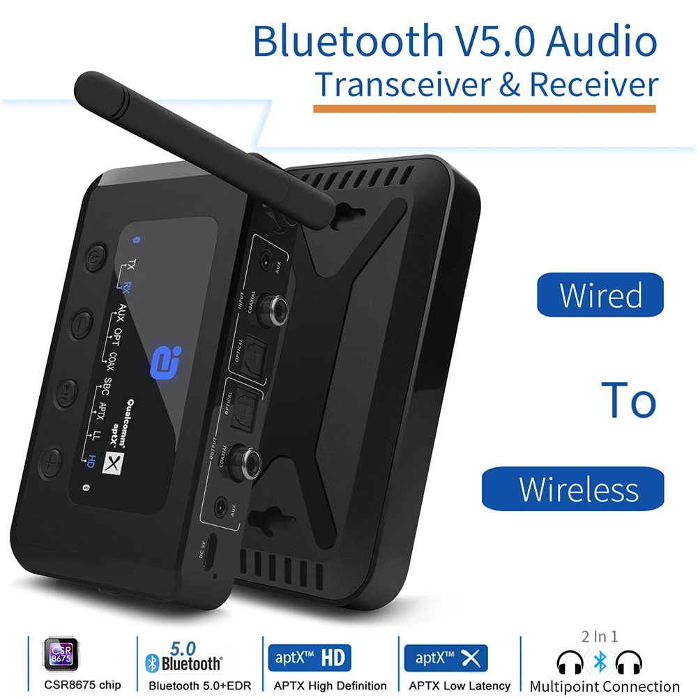 MR265 домашние наушники практичный пк передатчик Bluetooth 5,0 ТВ usb зарядка беспроводной аудио приемник адаптер оптический коаксиальный