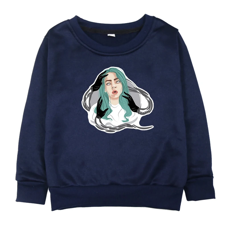 Billie Eilish/толстовки с капюшоном для маленьких девочек и мальчиков; костюм; топы с длинными рукавами; сезон осень-зима; хлопковая Футболка; толстовки; Одежда для маленьких детей; унисекс