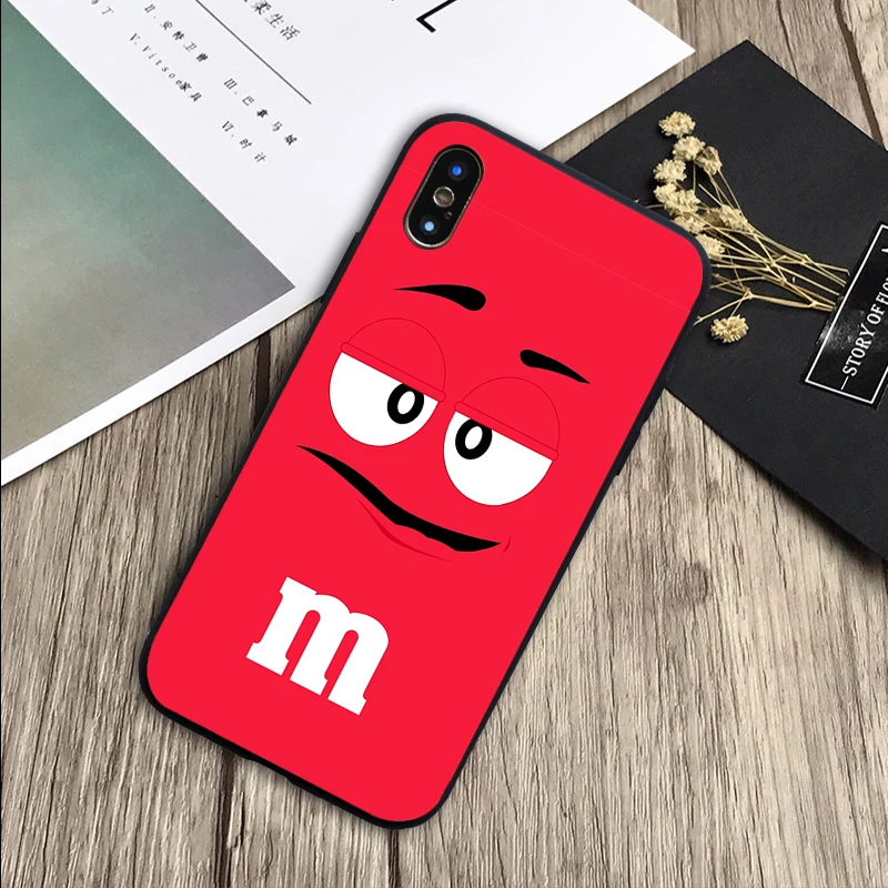 Милый M& M'S шоколадный конфетный чехол мягкий силиконовый черный чехол для телефона X XR XS Max для iPhone 6 6plus 7 8 plus 5 5S SE