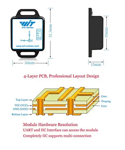 Witmotion-sensor de Ângulo + Aceleração + Giroscópio + Inclinômetro Multiconectado Eixos Modbus 9 Rs485 - Image 5