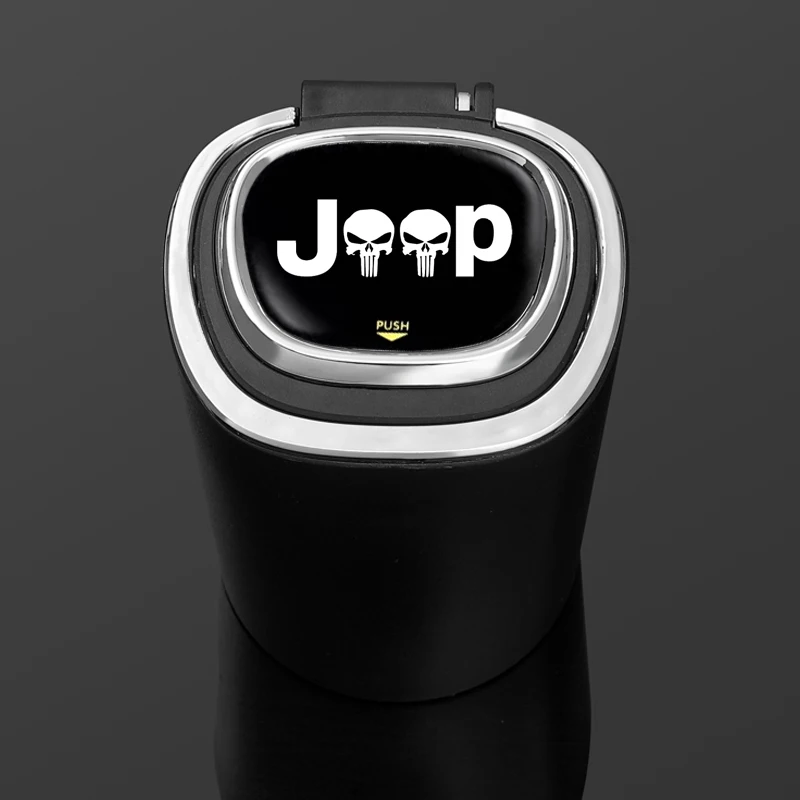 3D logo Grade Car ashtray with LED light car logo Metal Liner For Jeep wrangler Renegade Compass