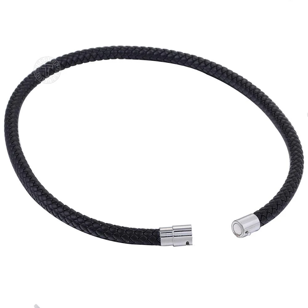 Trendy Braided Leather Chocker Necklace for Men Women 8mm Brown / 16inch 40cm