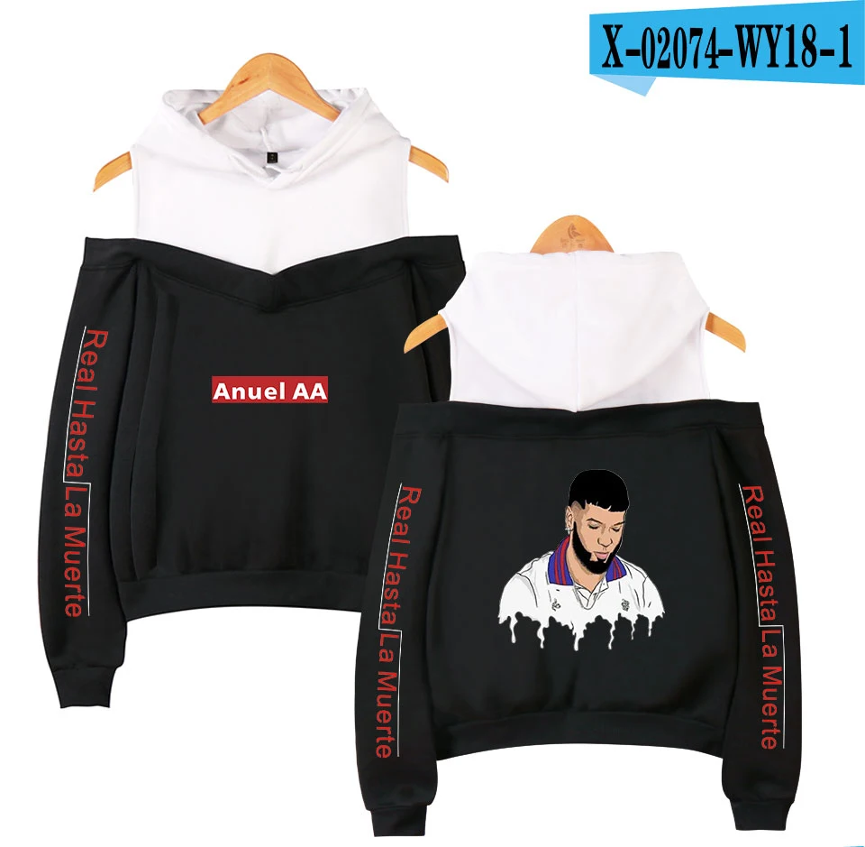 Anuel AA, хип-хоп, настоящий хаста Ла Муэрте, сексуальные женские толстовки с открытыми плечами, толстовка, стиль, мягкая одежда с открытыми плечами, толстовки - Цвет: WY18