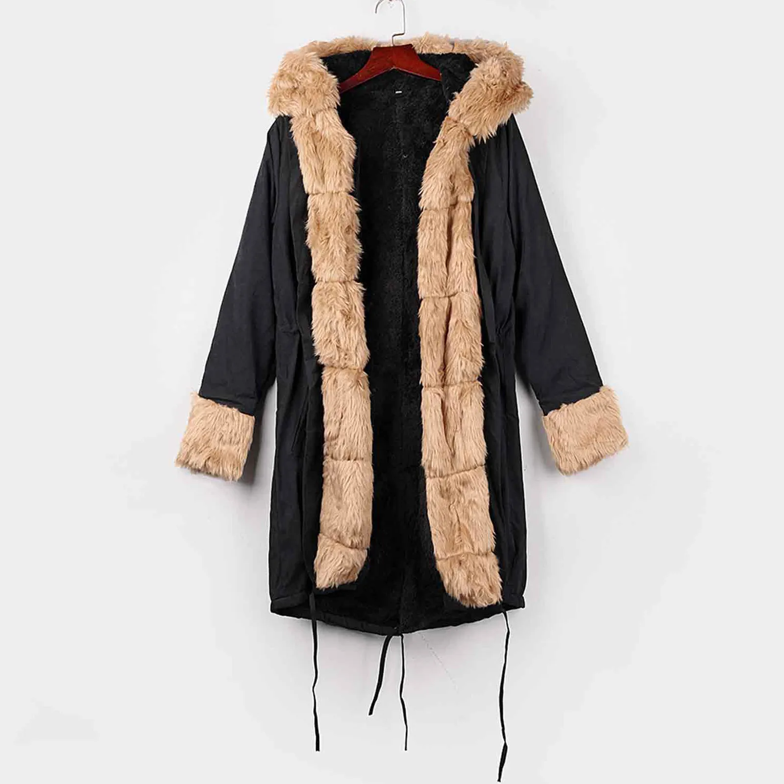 Женские зимние теплые парки флисовая джинсовая куртка с капюшоном пальто из