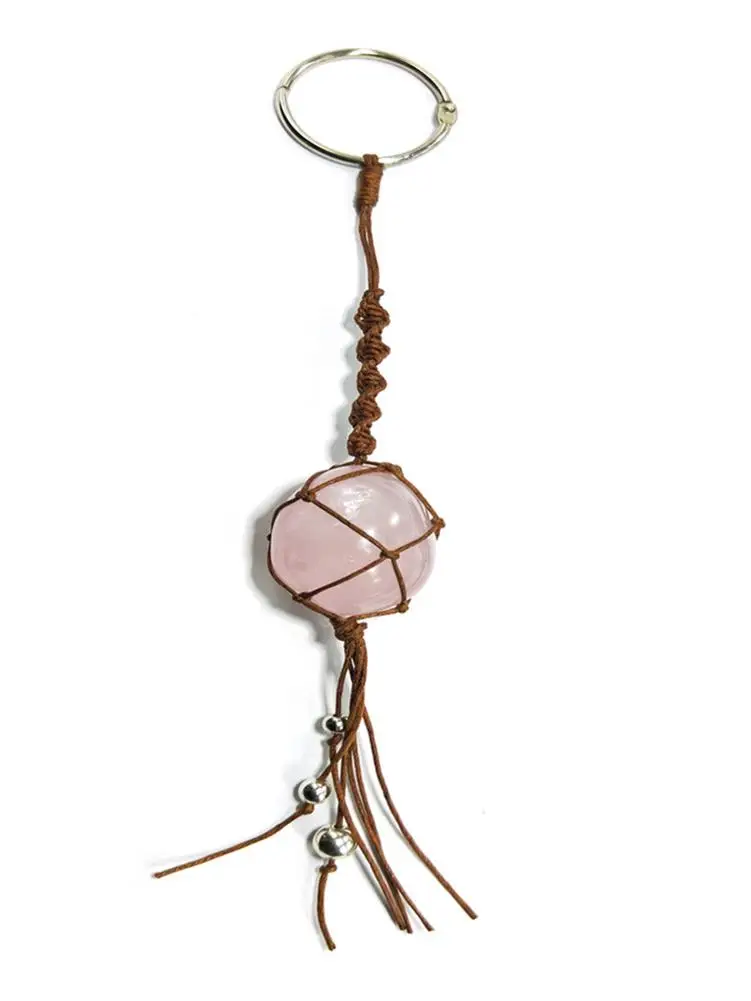 Natural Quartz Crystal Stone Blue-green Fluorite Treatment Stone Fluorite Ornament Fluorite Pendant With Hand-woven Braided Rope