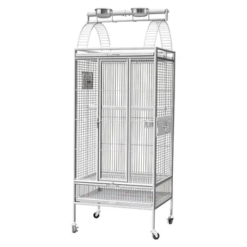 

Large Space easy to watch stainless steel metal parrot Birdcage spring lock giant large birdcage grid and bottom net Villa parro