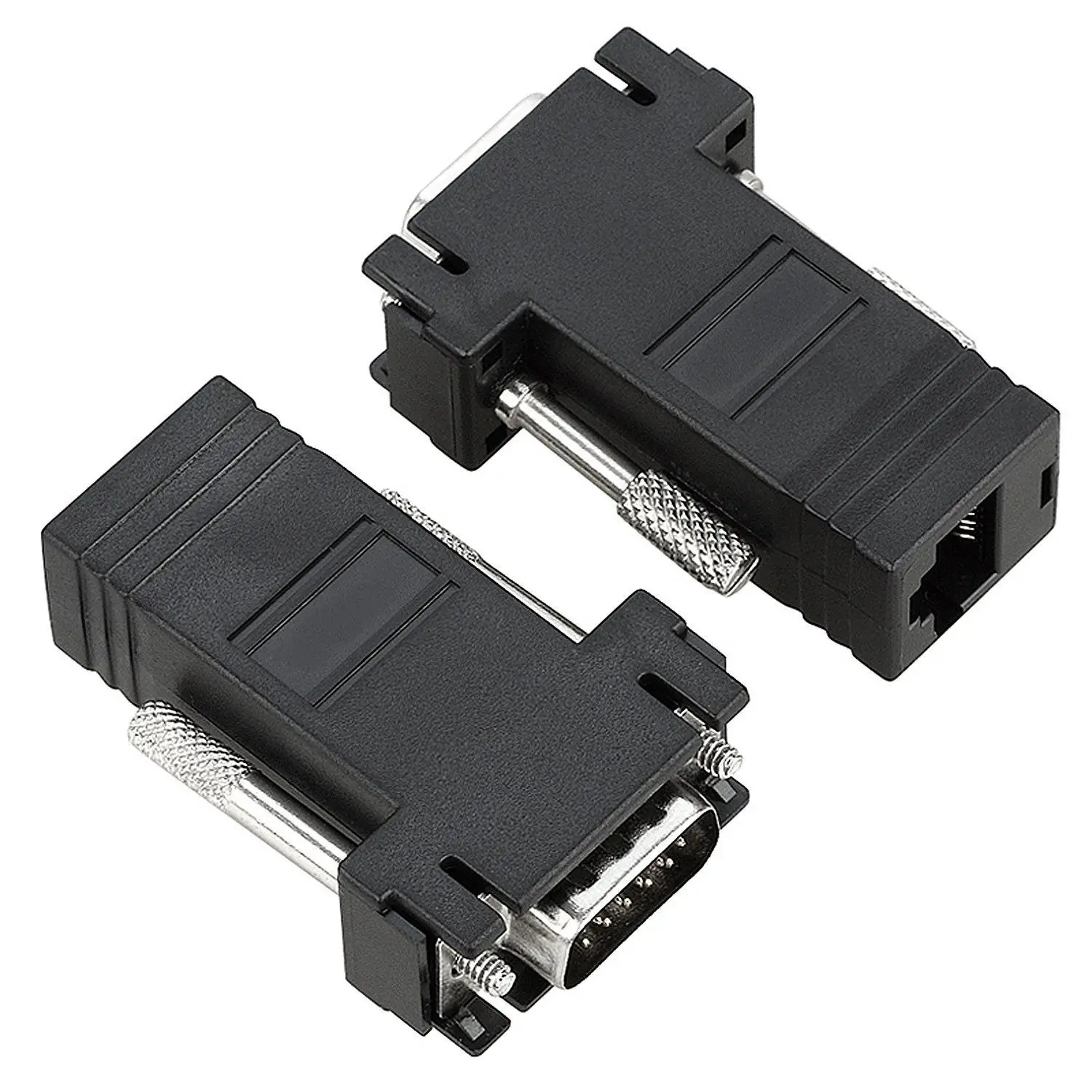 2pcs VGA to RJ45 Cat5e Network Adapter Network Ethernet Extend Connector No external power needed