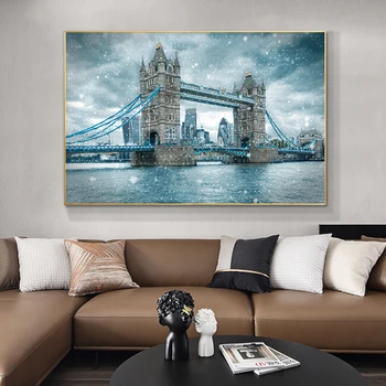 

Tower Bridge London Landscape Canvas Art Prints Snows Day England Posters and Prints Canvas Paintings for Living Room Decor