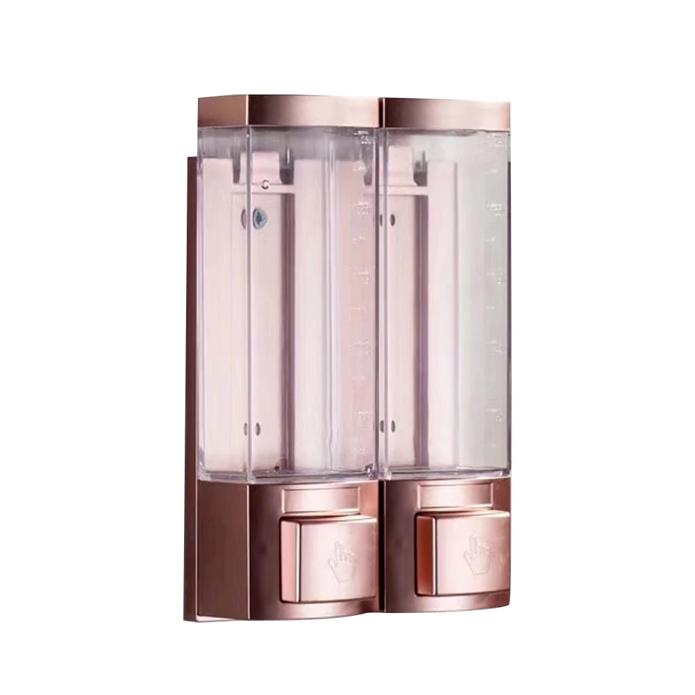

Wall-Mounted Soap Dispenser Box Manual Double Head Liquid Outlet Back Plate Transparent Soap Dispenser Tools For Bathroom Hotel