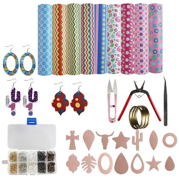 

Leather Earring Making Kit With Instructions Faux Leather Sheet Templates And Complete Tools For Earrings Making Supplies