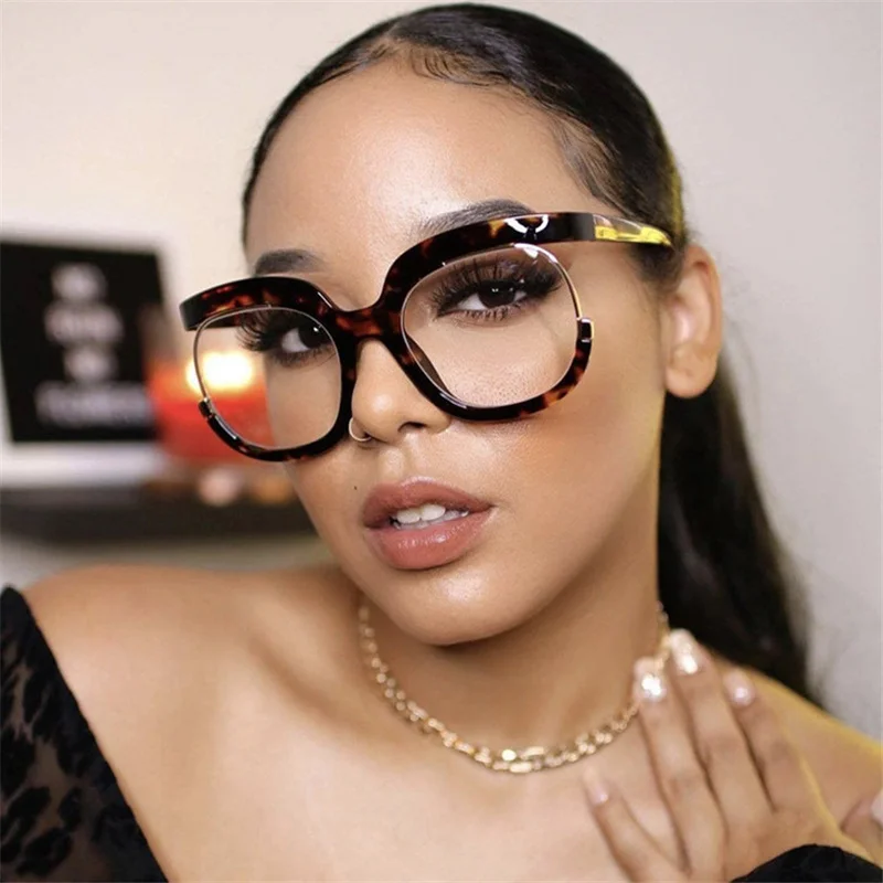 2022 Fashion Retro Round Anti Blue Light Women Glasses Vintage Oversized Frame Clear Computer Eyeglasses Ladies Reading blue ray glasses