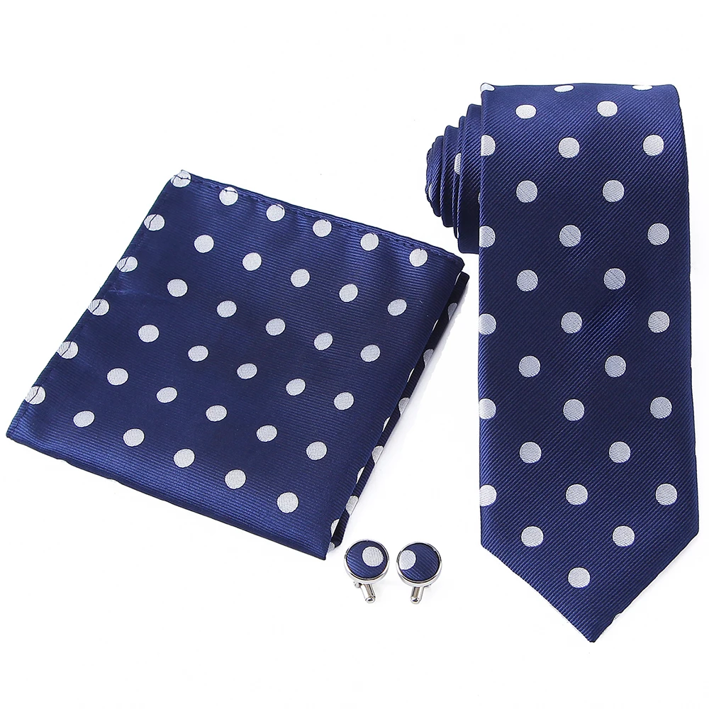 WTHCS-002 tie set Портной Смит мужской галстук набор модный тканый галстук Hanky запонки Набор Цветочный горошек Волк Мужской костюм галстук карманные Квадратные Запонки - Цвет: WTHCS-002 tie set