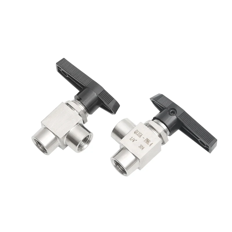 

304 Stainless Steel 1/8" 1/4" 3/8" 1/2" BSP Female Thread Right Angle Two 2 Way Pipe Fitting High Pressure Ball Valve