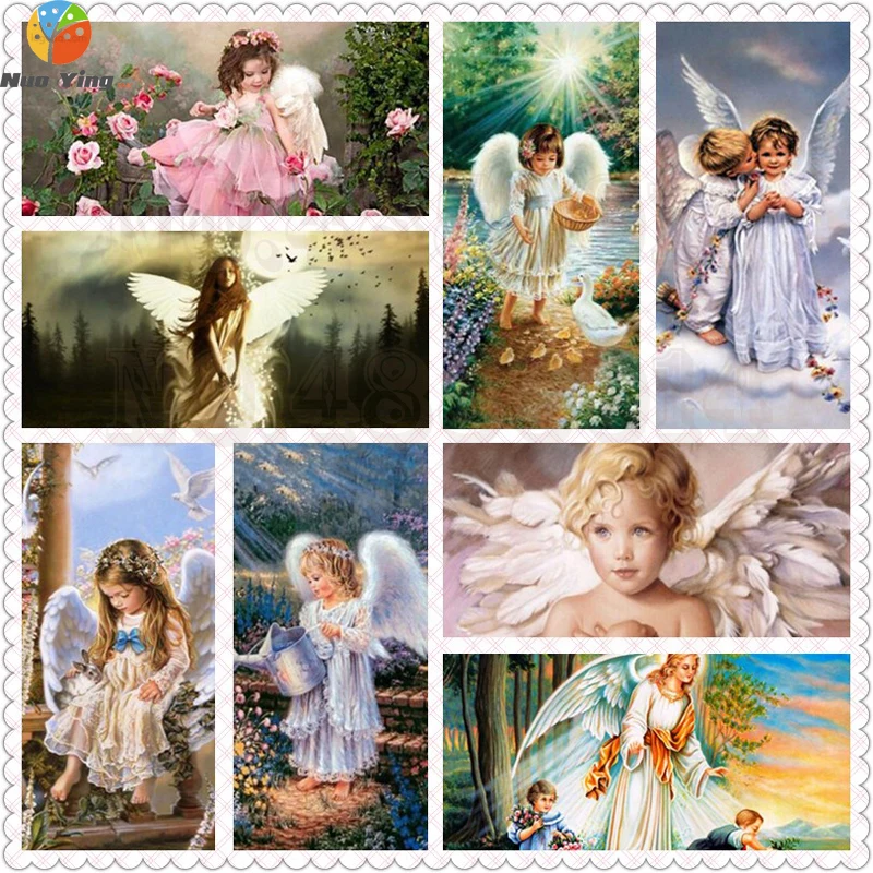

5d Diy Diamond Painting Angel Girl Picture Landscape Cross Stitch Full Diamond Mosaic Diamond Embroidery Wall Sticker Home decor