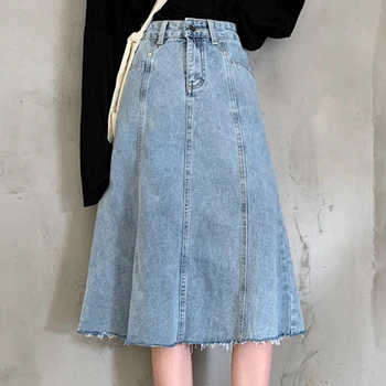 

Skirts Womens Fashion Skirts 2019 Joker Saia Denim Long Skirt Female Faldas Rokken Long Section High Waist A-line Retro Skirt