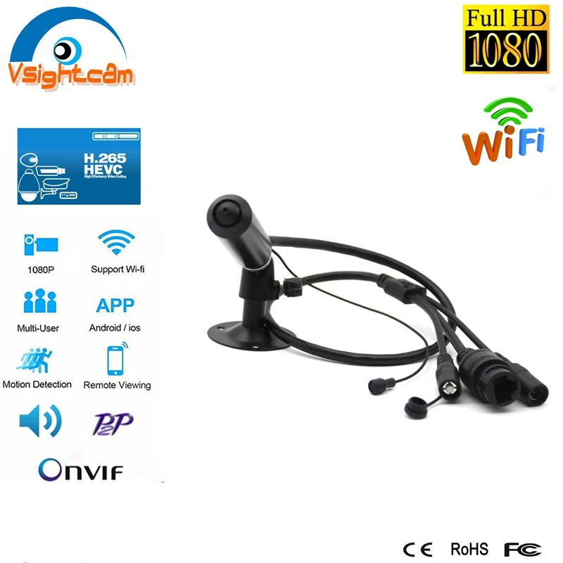 Миниатюрная цилиндрическая IP-камера с широким отверстием Wi-Fi 1080P сетевая камера