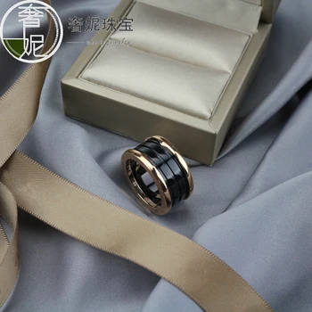 

s925 sterling silver black white ceramics classic rings wedding band gold three circles rings for couples womens fashion jewelry