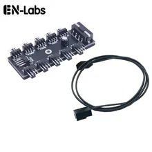 10 Ports PWM 4pin CPU Cooler / Case Chasis Cooling Fan Power Cable Hub Splitter Adapter w/Self-sticker,Power by IDE Molex