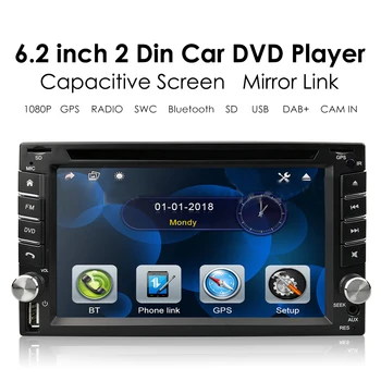

Double 2 Din 6.2 Inch Car DVD Radio Universal Player GPS Navigation with Mirror Link FM AM RDS DVD AutoRadio Stereo Bluetooth