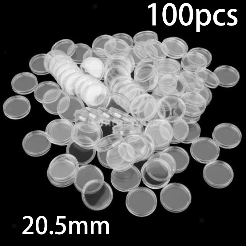 

10pcs/lot 20.5mm Clear Round Plastic Coin Collecting Box Case Holders Capsules Container Storage Case Box