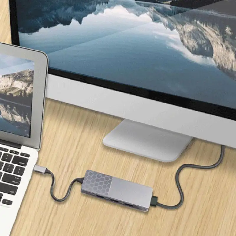 7 в 1 type-C концентратор мульти 3 USB 3,0+ HDMI 4K type-C концентратор с TF кард-ридером PD зарядка алюминиевый сплав акриловый корпус