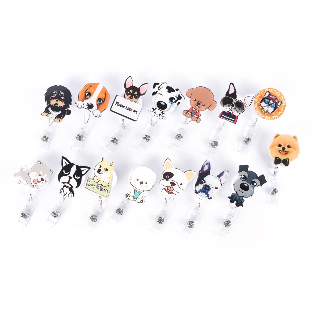 

1pc Cute Mini Cartoon Dog Retractable Badge Reel The New Student Nurse Exihibiton ID Name Card Badge Holder Office Supplies