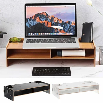 

Multi-function Desktop Monitor Stand Computer Screen Riser Wood Shelf Plinth Strong Laptop Stand Desk Holder For Notebook TV