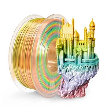 

Printer Silk Raibow Filament Shiny Colorful Dimensional Accuracy +/- 0.02 mm for 3D Printer 1 kg Spool 1.75 mm Printing Material