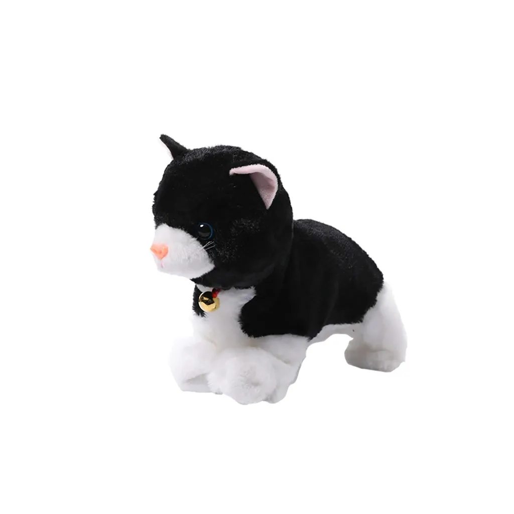 Мягкие Электронные Домашние животные, управляемый звуком робот, кошки, стоячие, электрические Домашние животные, милые интерактивные игрушки, плюшевые детские игрушки для детей - Color: Black
